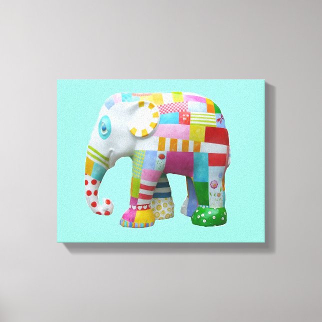 Niedliche Patchwork-Spielzeug-Elefantenkinder retr Leinwanddruck (Vorderseite)