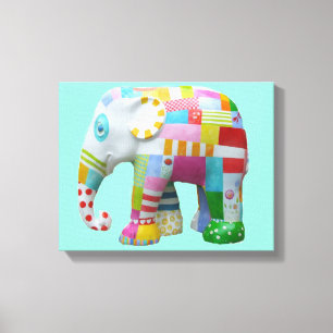 Niedliche Patchwork-Spielzeug-Elefantenkinder retr Leinwanddruck