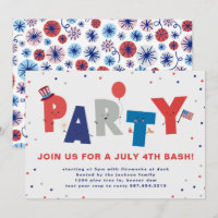 Niedliche Patriotik 4. Juli Party Einladung