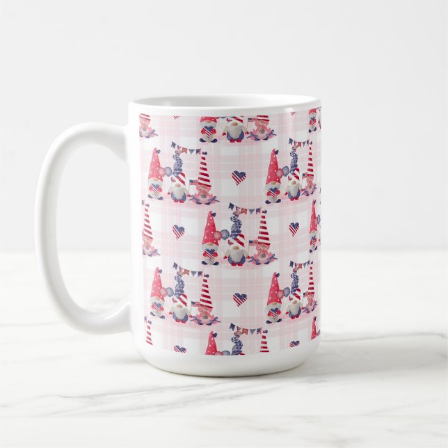 NIEDLICHE PATRIOTISCHE ROTE WEISSE BLAUE GNOMES KAFFEETASSE (Links)