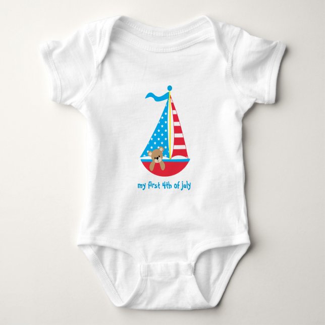 Niedliche Patriotische Teddy Bären Kinder 4. Juli  Baby Strampler (Vorderseite)