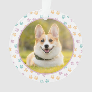 Niedliche Paw-Drucke im runden Rahmen, benutzerdef Ornament
