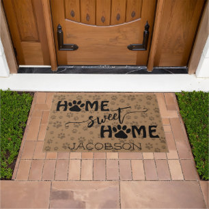 Niedliche Paw-Drucke mit Name Zuhause Sweet Zuhaus Fußmatte