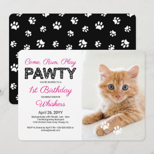 Niedliche Paw druckt Custom Pet Birthday Pawty Fot Einladung