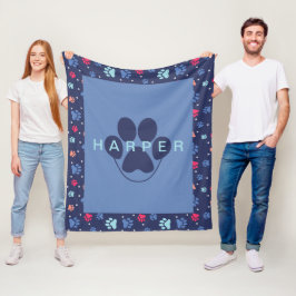 Niedliche Paw druckt Personalisiert Blue Fleece Pe