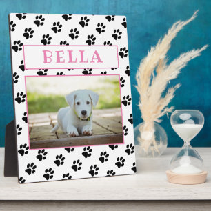 Niedliche Paw druckt Pink Keepake Pet Dog Foto Fotoplatte