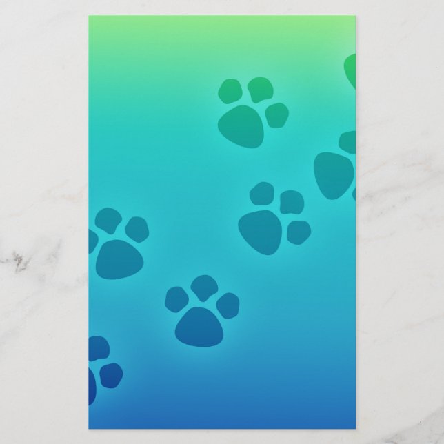 Niedliche Paw Print Animal Tracks Briefpapier (Vorderseite)