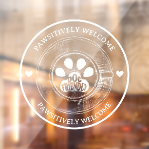 Niedliche Paw Print Dog Friendly Café Sign Window Fensteraufkleber