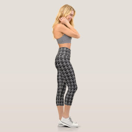 Niedliche Paw Print Grau & Black Pattern Trendy Capri Leggings