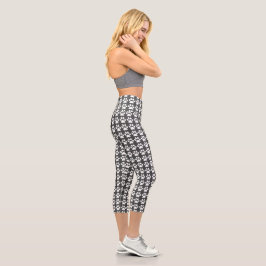 Niedliche Paw Print Grau & White Muster Trendy Capri Leggings