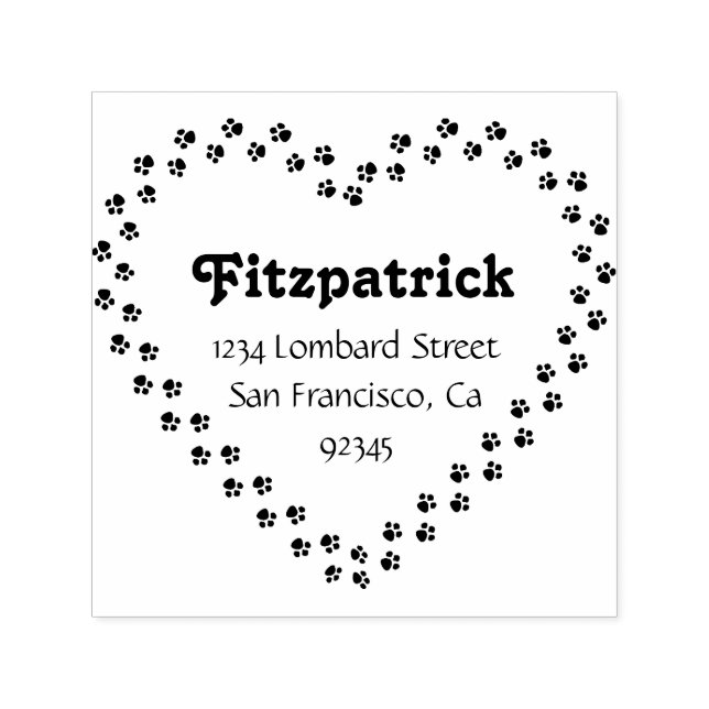 Niedliche Paw Print Heart Rücksendeadresse Permastempel (Design)