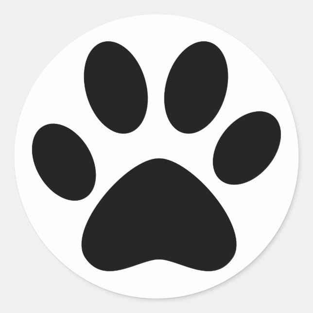 Niedliche Paw Print Pet Cat Dog Einfach Schwarz-we Runder Aufkleber (Vorderseite)