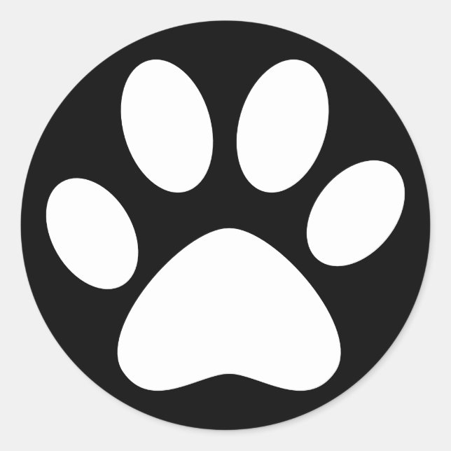 Niedliche Paw Print Pet Cat Dose Einfach Schwarz Runder Aufkleber (Vorderseite)