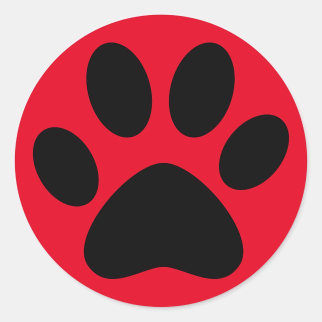 Niedliche Paw Print Pet Katze Hund einfach Schwarz Runder Aufkleber (Vorderseite)