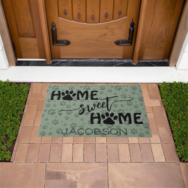Niedliche Paw Prints & Name Zuhause Sweet Zuhause  Fußmatte (Außenbereich)