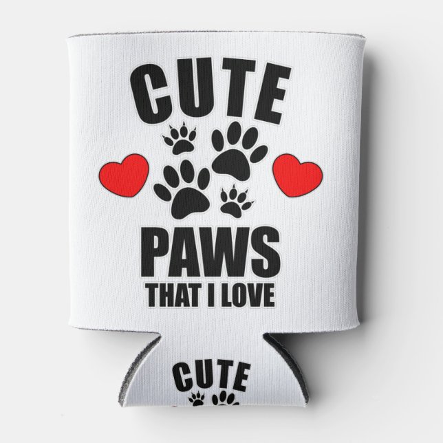 Niedliche Paws, die ich Liebe Dosenkühler (Vorderseite)