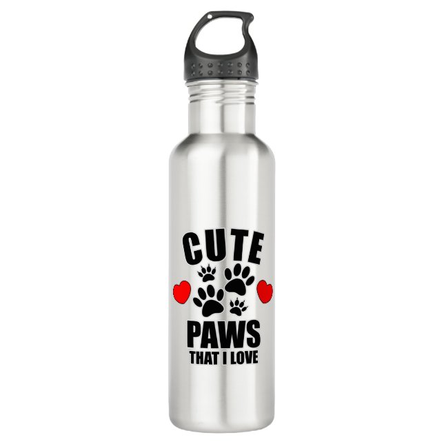 Niedliche Paws, die ich Liebe Edelstahlflasche (Vorderseite)