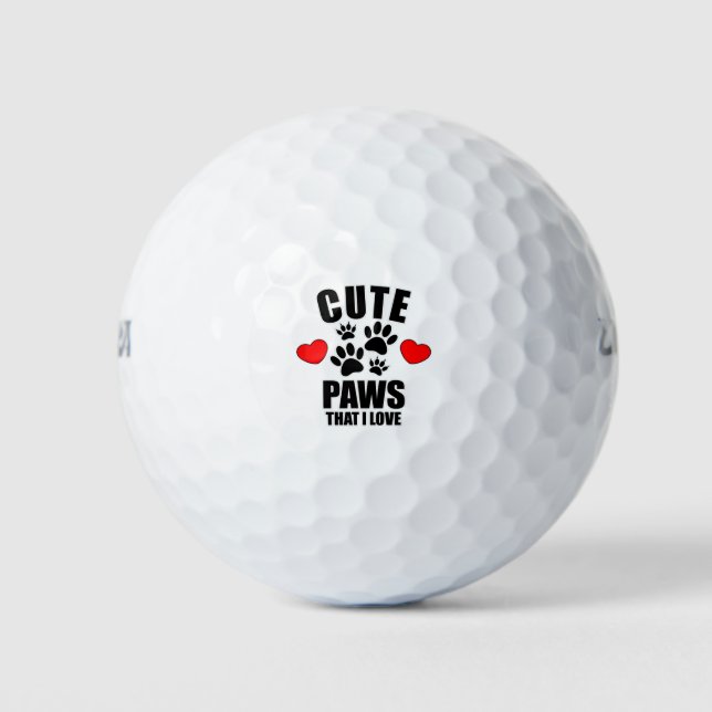 Niedliche Paws, die ich Liebe Golfball (Vorderseite)