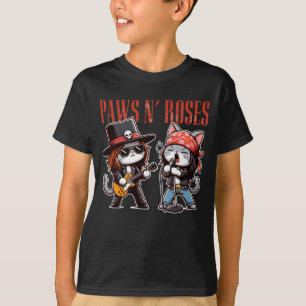 Niedliche Paws 'N Rose Funny Rock Cat Son Geschenk T-Shirt