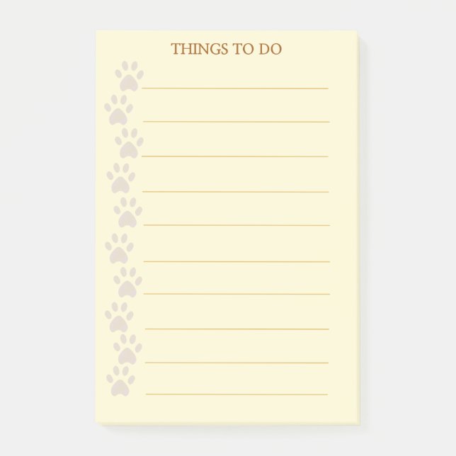 Niedliche Paws Personalisierte Dinge zu tun Post-it Klebezettel (Vorderseite)