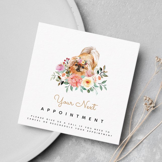 Niedliche Pekingese Dog Ernennung Erinnerung Quadratische Visitenkarte (Von Creator hochgeladen)