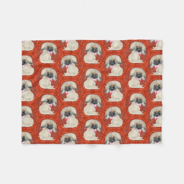 Niedliche Pekingese Hunde Fleecedecke (Vorderseite (Horizontal))