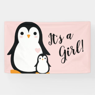 Niedliche Penguin Baby Dusche Blue Boy Banner