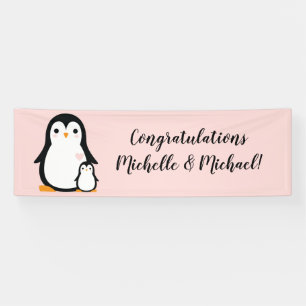 Niedliche Penguin Baby Dusche Blue Boy Banner