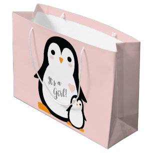 Niedliche Penguin Baby Dusche Blue Boy Große Geschenktüte