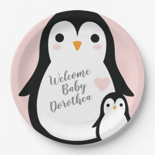 Niedliche Penguin Baby Dusche Blue Boy Pappteller