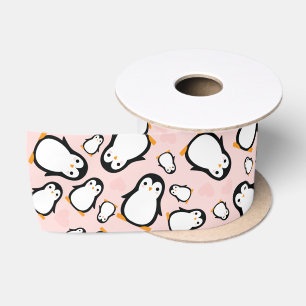 Niedliche Penguin Baby Dusche Blue Boy Satinband