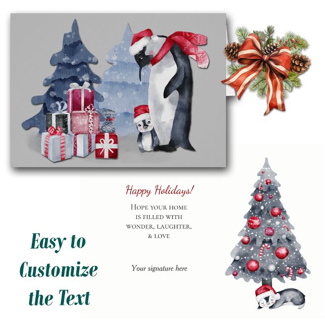 Niedliche Penguin Familienweihnachtskarte (Von Creator hochgeladen)