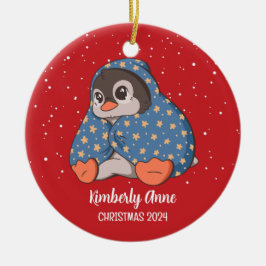 Niedliche Penguin Gemütliche Weihnachtsschneezeit Keramik Ornament