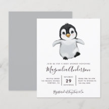 Niedliche Penguin Kinderdusche Einladung