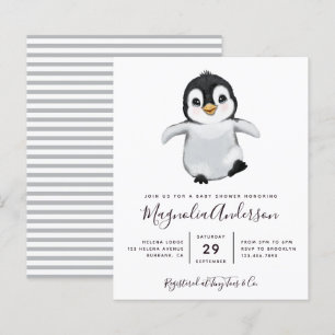 Niedliche Penguin Kinderdusche Einladung