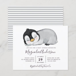 Niedliche Penguin Kinderdusche Einladung