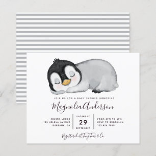 Niedliche Penguin Kinderdusche Einladung