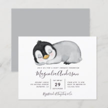 Niedliche Penguin Kinderdusche Einladung