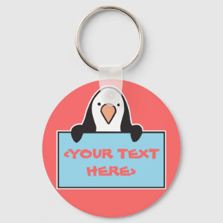 NIEDLICHE PENGUIN MIT ZEICHENZEICHEN<YOUR TEXT HER SCHLÜSSELANHÄNGER