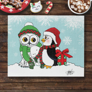 Niedliche Penguin Snowy Owl Freundschaft