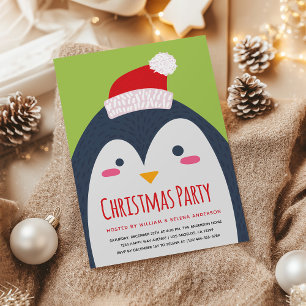 Niedliche Penguin Weihnachten Party Einladung