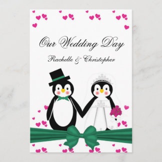 Niedliche Penguins Braut u. Einladung