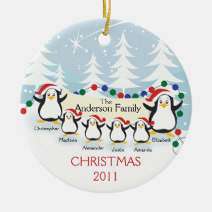 Niedliche Penguins-Familie Verzierung der Keramik Ornament