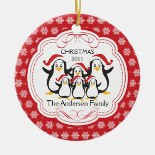 Niedliche Penguins-Familie Verzierung der Keramik Ornament