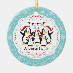 Niedliche Penguins-Familie Verzierung der Keramikornament
