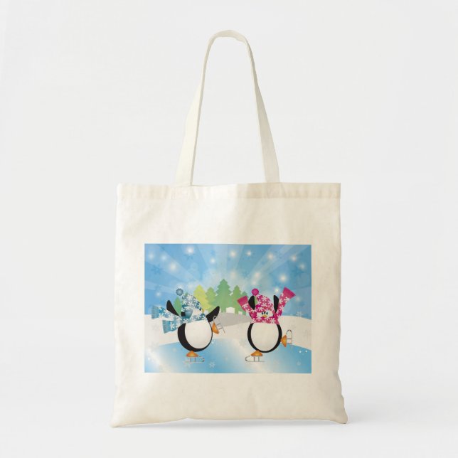 Niedliche Penguins-Zahl Skaten-Tasche Tragetasche (Vorne)