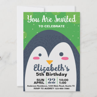 Niedliche Penquin Geburtstagsparty Einladung