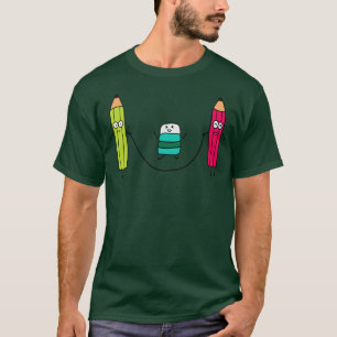 Niedliche Pensils und Radiergummi mit Sprungbrette T-Shirt