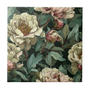Niedliche Peonies Keramik Fliesen für modernes Bad