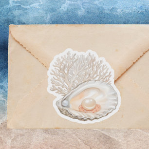 Niedliche Perlfarben Austern Perlen Girl Aufkleber